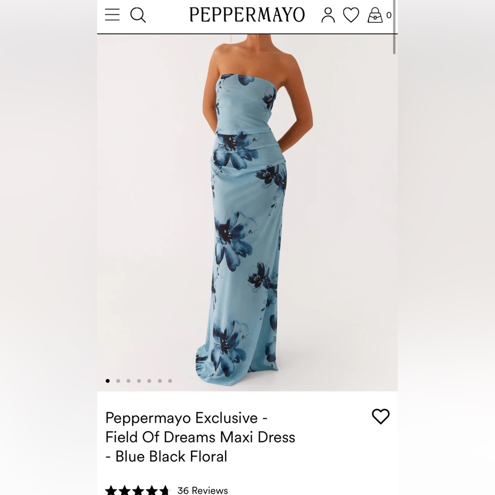 Peppermayo Blue Floral Strapless Maxi Dress